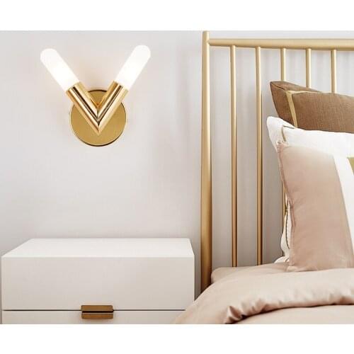 Porch 1 pcs V shape Led Wall scone post-modern Led indoor lighting Iron Home G9 Led Frosted Glass shade wall fixtures Arandela