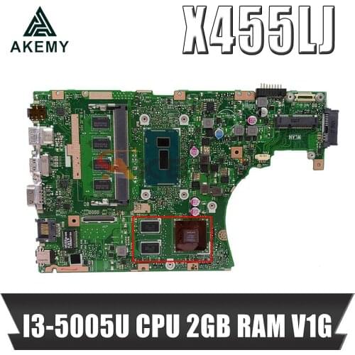 X455LJ notebook mainboard For ASUS A455L X455LD X455LB X455LJ laptop motherboard mainboard with I3-5005U CPU 2GB RAM V1G test ok