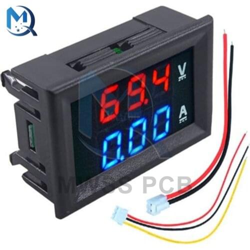DC 100V 10A 0.56" Inch Mini Digital Voltmeter Ammeter Panel Amp Volt Current Meter Tester 3 Digits Blue+Red Dual Game Accessory