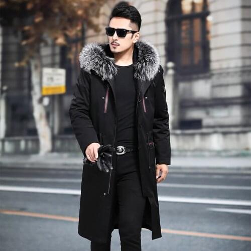Real Fur Coat Men Rabbit Fur Coat Real Fur Parka Mens Clothing 2020 Fox Fur Collar Winter Coat Men Casaco MA8201NX809 YY1125