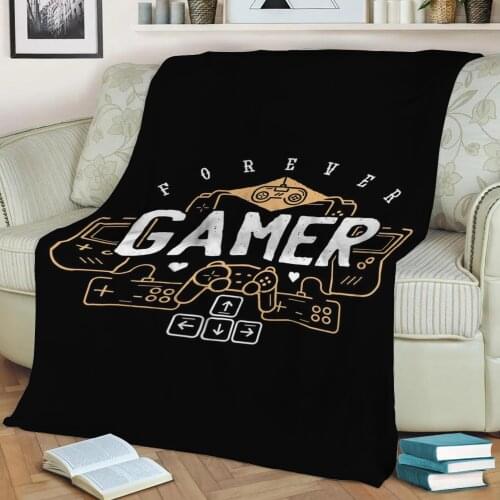 Gaming Forever Gamer Gift Throw Blanket Print on Sherpa Blankets Soft for Sofa Customized DIY Plush Thin Quilt