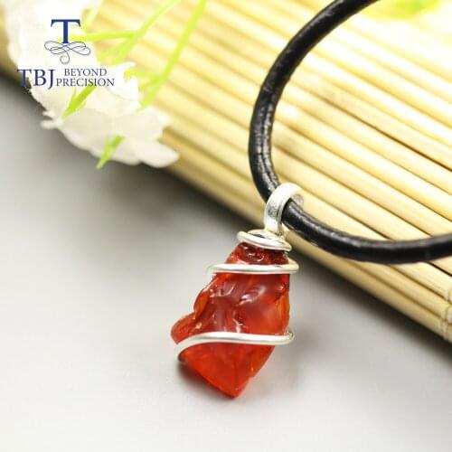 4ct Natural Fire Opal Rough mexico gemstone pendant necklace handmade pure 925 sterling silver fine jewelry tbj
