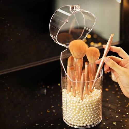 Transparent Cosmetic Brush Bucket Organizer Cosmetic Container Holder Box Transparent Lid Lipstick Storage Pencil With Stor A6L4