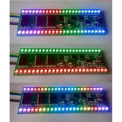 RGB MCU Adjustable Display Pattern 24 LED VU Level Indicator Meter Dual Channel
