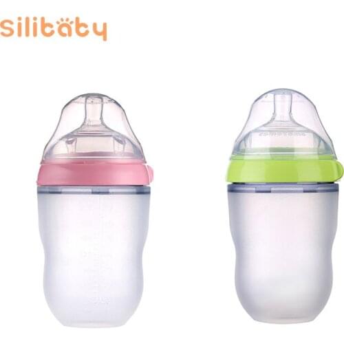 Silibaby Silicone Baby Bottle 250ML Baby Training Bottle Newborn Wide-Caliber Nipple Bottle Child Weaning Cup