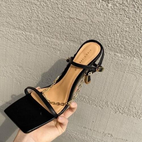 2021 New Women Sandal Thin High Heel Elegant Ladies Pumps Shoes Narrow Band Summer Gladiator Sandals Shoes Size 35-40