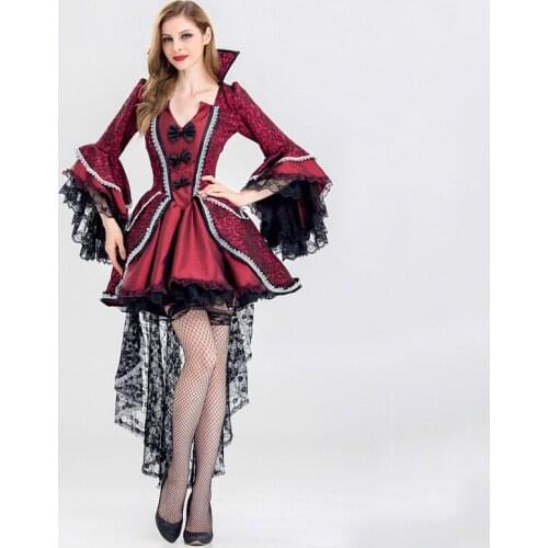 Vampire Queen Witch long Dress women sexy Gown Cosplay Costume Halloween Carnival Uniforms Party Fancy Dress role play Costumes