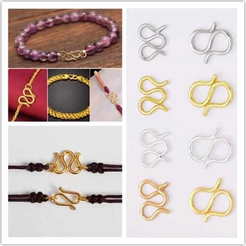 10PC DIY Hand Made M S Buckle Chain Bracelet Connector Gold plated Color preserving Female Accessories Connector Wholesale wb