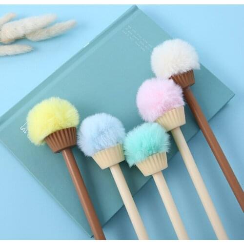 30 pcs/lot Kawaii Cone Hairball Gel Pen Cute 0.5 mm black Ink Signature Pens Promotional Gift Stationery School Supplies