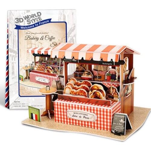 T68 3D Puzzle French bread stand DIY Creative gift Educational toys World style tour construction paper model