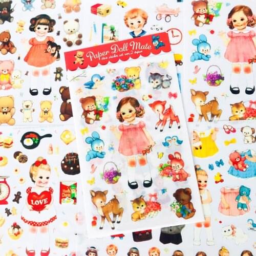 6 Sheet /Pack Lovely Little Girls Boys Bear Toy Decorative DIY Adhensive Stickers Stick Label
