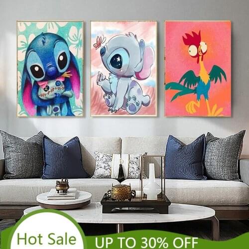 Abstract Disney Donald Duck Lilo & Stitch Posters and Prints Cute Wall Art Pictures for Kids Living Room Canvan Painting Decor