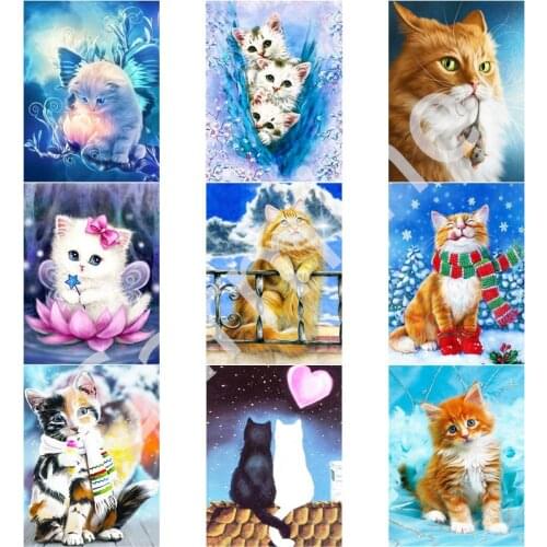 DIY 5D Diamond Painting Animal Cat Cross Stitch Homemade Art Embroidery Full Round&Square Drill Home Decoration New Arrival Gift