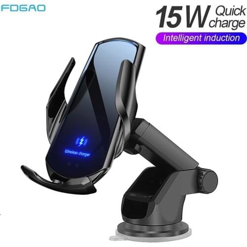 15W Fast Car Wireless Charger Mount for iPhone 12 11 XS XR X 8 Samsung S20 S10 Magnetic Infrared Sensor Automatic Phone Holder