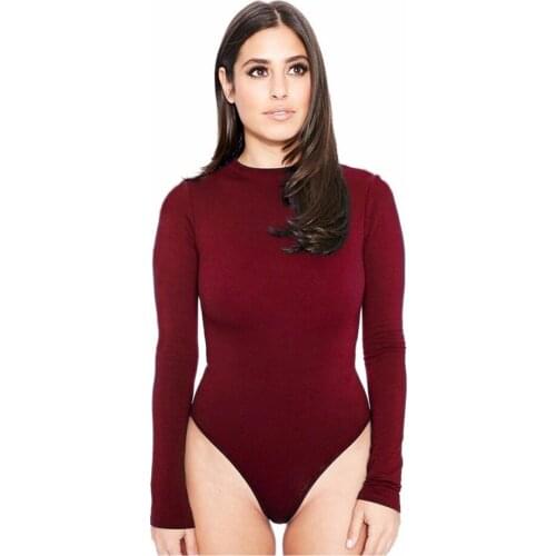 Free Shipping Sexy O Neck Jumpsuit Romper Women Long Sleeve Tops Casual Short Bodysuit