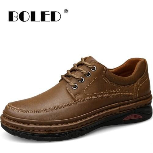 Top Quality Retro Men Boots High Quality Natural Leather Ankle Boots Platform Autumn Working Men Shoes