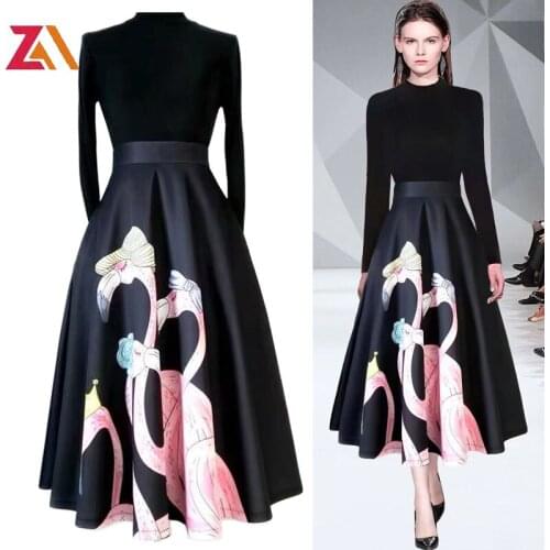 ZALady elegant fashion Korean knitting slim tops blouses and a-line midi skirts chic office casual two piece sets women suits ZA