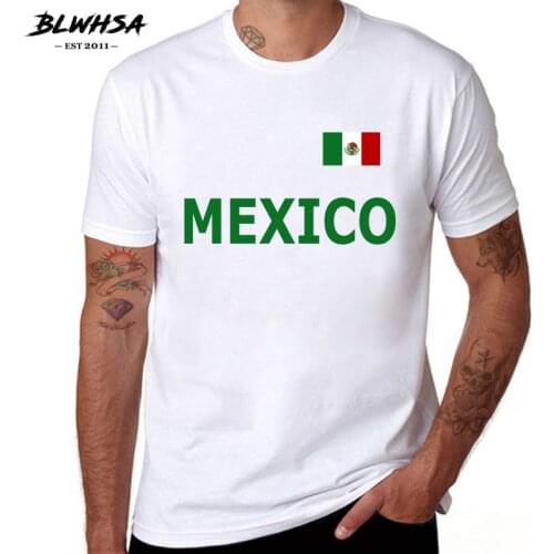 BLWHSA Mens Tops&Tees MEXICO Summer T Shirt Men Cotton Short Sleeve T-shirt Homme MEXICO Fans Cheer Tshirts