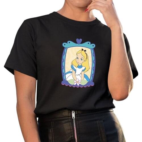 New Tshirt Women Fashion Harjauku Female Clothing Tops Alice in Wonderland T-shirt Cute Tee Shirts Streetwear T-shirts