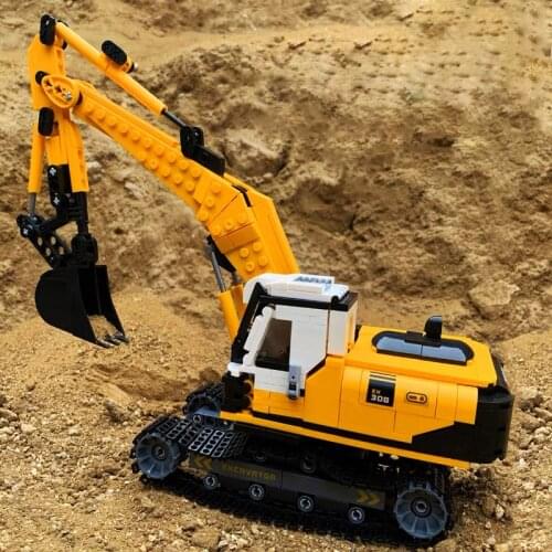 Moc City Crawler Crane Vehicle Building Blocks Engineering Excavator Bulldozer Truck Construction Loader Bricks Modle Set Toy
