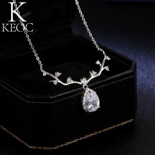 Keoc Y2k Jewelry Luxury Fashion Antlers AAA Zircon Water Drop Necklace for Women Sale Bridal Wedding Jewelry Accessories Gift