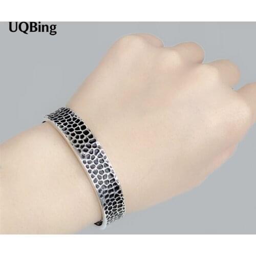 Creative Retro Bump Bracelet Lady Opening Old Thai Silver Texture Heart Sutra 925 Silver Bracelet Wholesale Jewelry