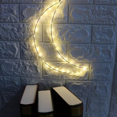 Hot Cute Moon Hanger Lights for Living Room Creative Metal Frame Led Night Lights Holiday Lights New Year Birthday Party Decorat