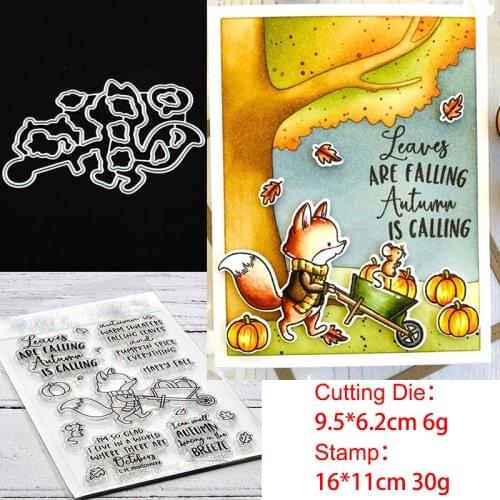Harvest Fox Pumpkin Metal Cutting Dies and Stamps Stencil for DIY Scrapbooking Photo Album Embossing Decorative Craft Die