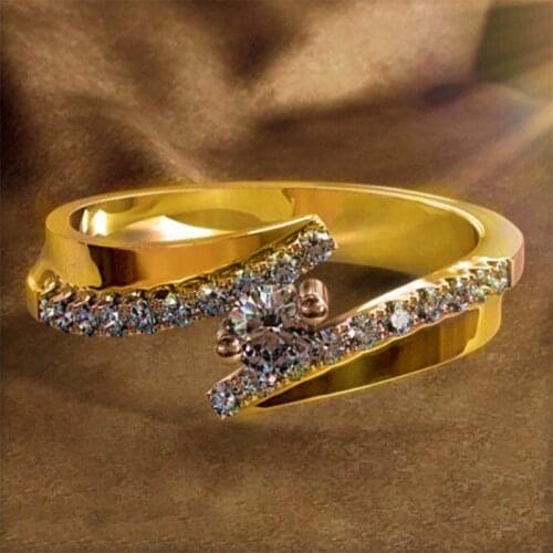 Milangirl Ladies Womens Crisscross Crystal Rhinestone Zircon Ring for Wedding Engagement Jewelry Accessories Size 6-10