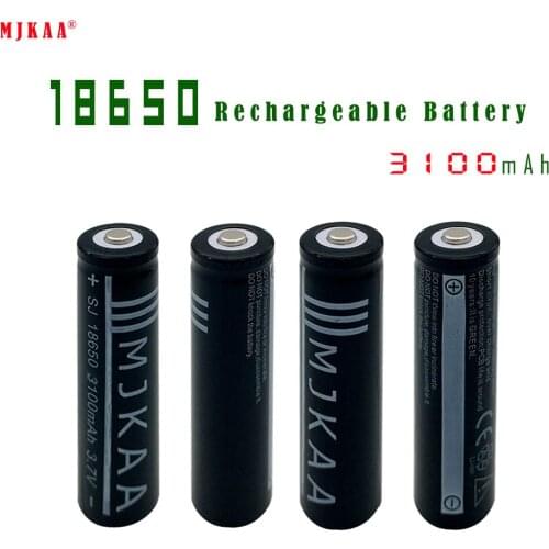 MJKAA 4pcs/lot New 3100mAh 18650 Rechargeable Battery Li-ion Lithium 3.7V Batteries for Flashlight Laser pen Torch