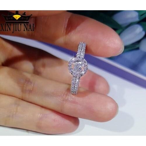 Fashion trend inlaid zircon ring female square four-claw flashing diamond wedding personalized jewelry