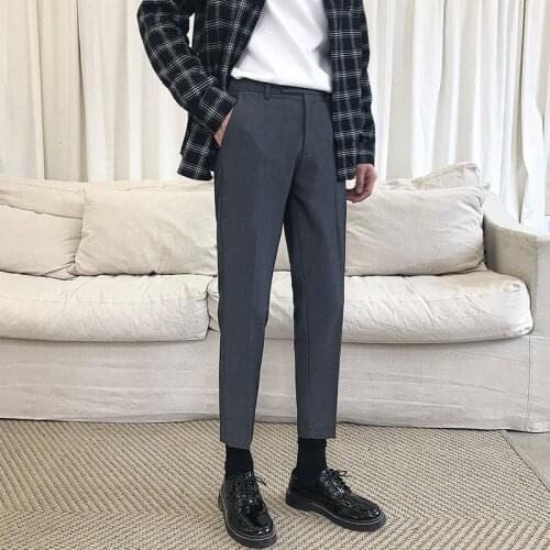 Mens dress pants New Fashion Korean Style Slim Fit Casual Straight Pants Male Anti-wrinkle social pants Young mens trousers