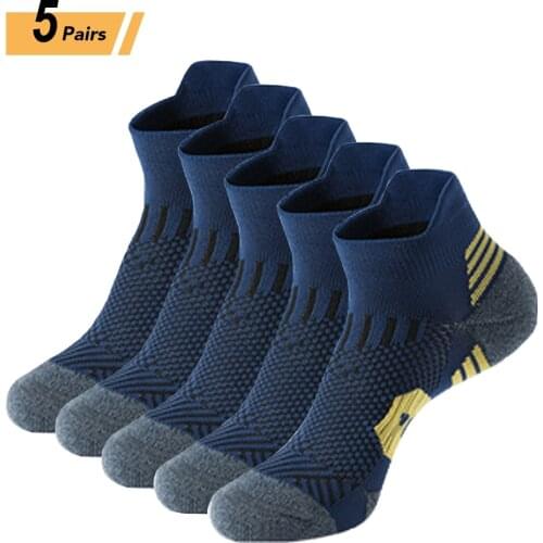 5Pairs Sports Ankle Socks AthleticMLow-cut Socks Thick Knit Socks Outdoor Fitness Breathable Quick Dry Wear-resistant Warm Socks