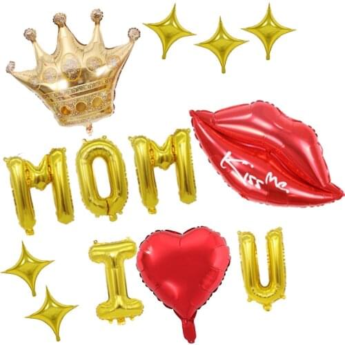 Father Mother I Love You Balloons Father Mothers Day Party Family Decoration 16inch Gold Letter Balloons Best Mom Ever Globos