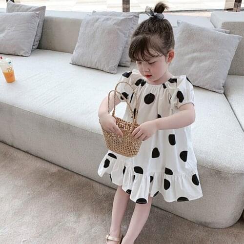 2020 New Fashion Baby Girls Dress Summer Childrens Sweet Dress Polka Dot Princess Dress Childrens Girl Clothing Skirt 1-7 Y