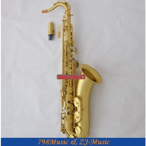 Professional Matt Brass Tenor Saxophone Bb Sax abalone key High F# With Case