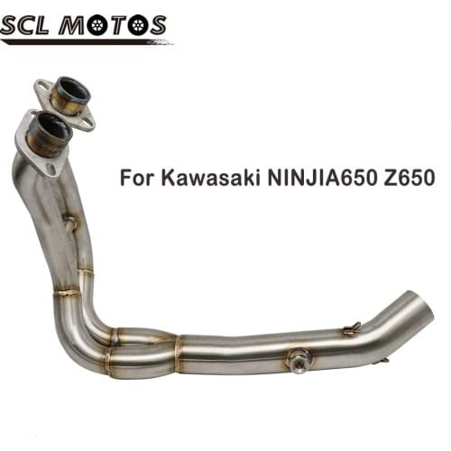 SCL MOTOS Motorcycle Stainless Steel Exhaust Middle Pipe Link Pipe Full System For Kawasaki NINJIA650 Z650 2018 With Sensor New
