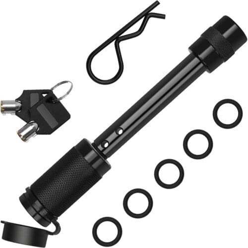 5/8 inch Extra Long Heavy Duty Trailer Hitch Locking Pin Set Receiver Hitch Lock with Anti-Rattle, Keys, Rubber Cap for Class II