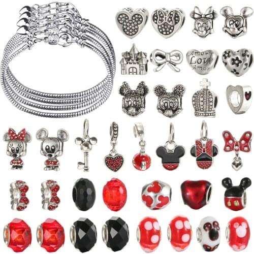 VIOVIA New Fashion with Beautiful Bead Set Charms Bracelet Women Crystal Flower Pendant Fit Original Bracelets Jewelry Accessory