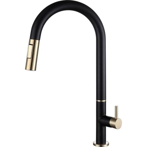High-End Lead-Free Brass Sensor Kitchen Faucets Pull Out Black Kitchen Faucet Smart Induction Mixed Tap Touch Control Sink Tap