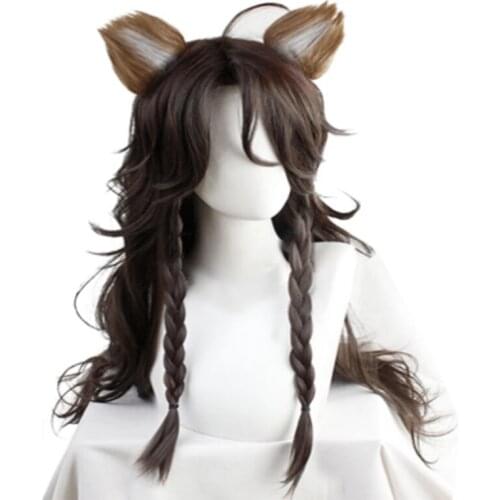 High Quality Game Twisted Wonderland Cosplay Wig Brown Braid Long Cosplay Heat-Resistant Synthetic Hair