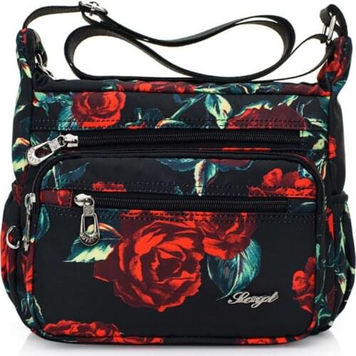 Women Ladies Floral Crossbody NylonShoulder Bag Tote Purse Messenger Satchel