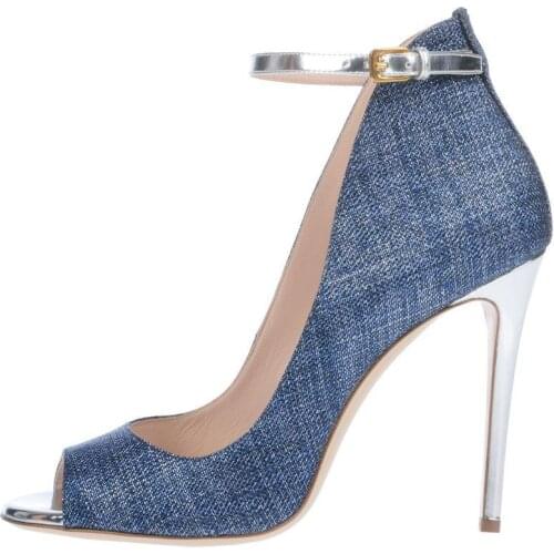 Womens Fashion Shoes Peep Toe Stiletto Jeans Heels Plus Size Women Shoes