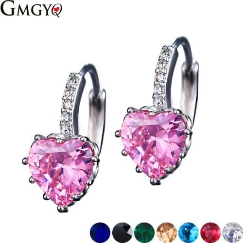 Parkling Top Quality Fashion Earring New Style Genuine Austria Crystal Cubic Zirconia Heart Stud Earrings For Women Jewelry