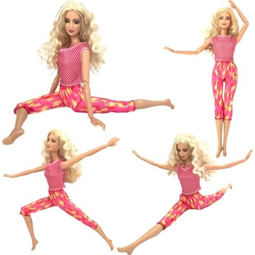 1 Set Pink Yoga Suit ComFortable Sleeveless Top + Pants Yoga Dress Happy Party For 1/6 Barbie Doll Girl Accessories Toys 292D