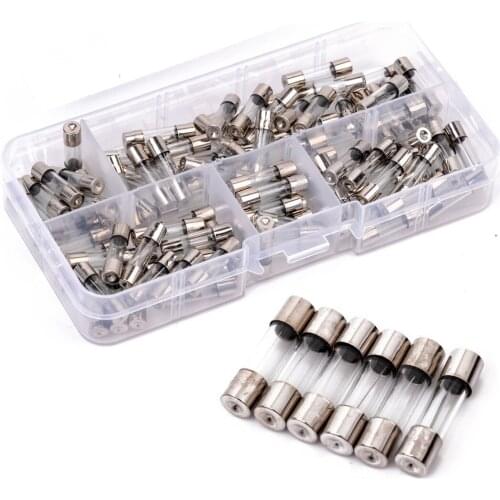 100pcs 5x20mm DIY Quick Blow Glass Tube Fuse Assorted Kits Fast-blow Glass Fuses 0.2A 0.5A 1A 2A 3A 5A 8A 10A 15A 20A