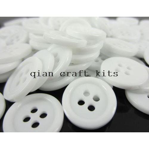 1000pcs White round Resin Sewing Buttons Scrapbooking -15mm edged 4 holes smooth touch D25