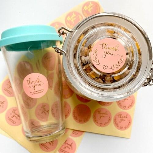 120pcs/lot pink THANK YOU Thanksgiving Gift Baking Cake Bouquet Envelope Decoration Greeting Card Gift Box Sealing Sticker