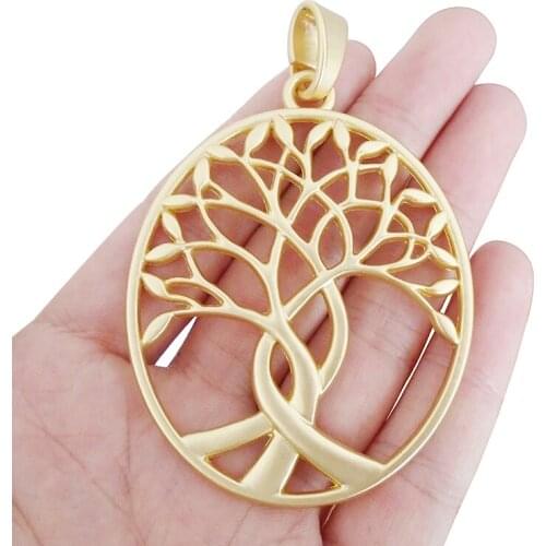 3pcs/lot Matte Gold Tone Life Tree Charms Pendants for Necklace Jewelry Making 80x54mm