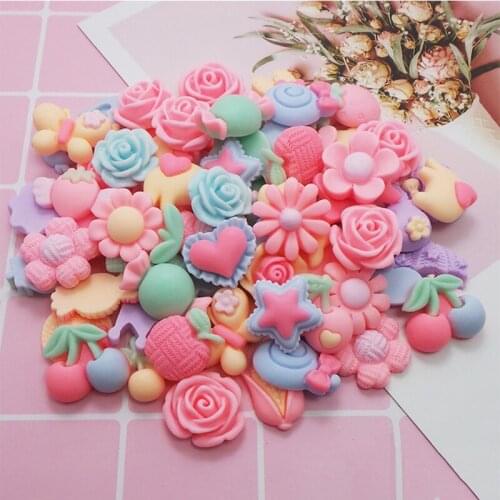 50pcs Mixed Styles Flower Animal for Jewelry Handmade Making Accessories Children Kids DIY Rings Hair Clips Accessory